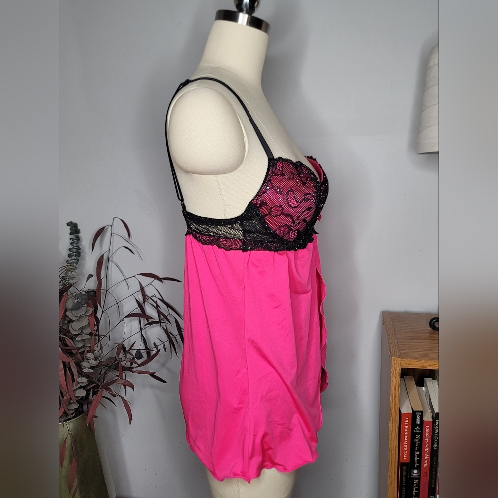 Hot Kiss Babydoll Lingerie Top Pink Size Medium - Picture 6 of 10